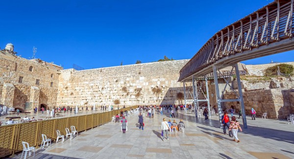 The raised temporary structure on the right side of this photo of the Western Wall Plaza is the Mugrabi Bridge, the only access point for Jews and Christians to the Temple Mount. The raised temporary structure on the right side of this photo of the Western Wall Plaza is the Mugrabi Bridge, the only access point for Jews and Christians to the Temple Mount.