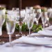 wine glasses on banquet table